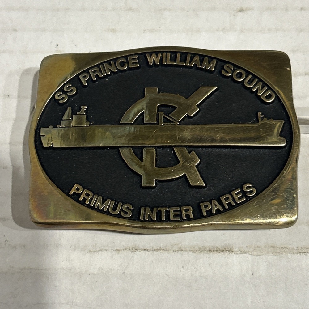 SS Prince Williams Primus Inter Pares Metal Belt Buckle Anacortes Brass Works E3